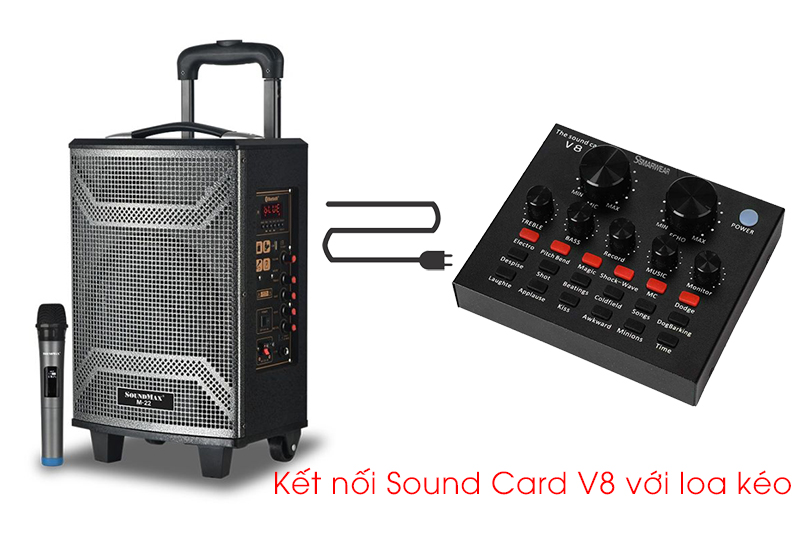 Bước 3: Kết nối Sound Card V8 với loa kéo