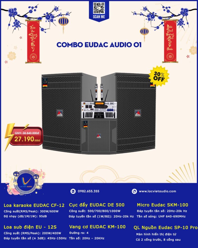 Hạng mục thiết bị trong bộ dàn karaoke Eudac Audio 01