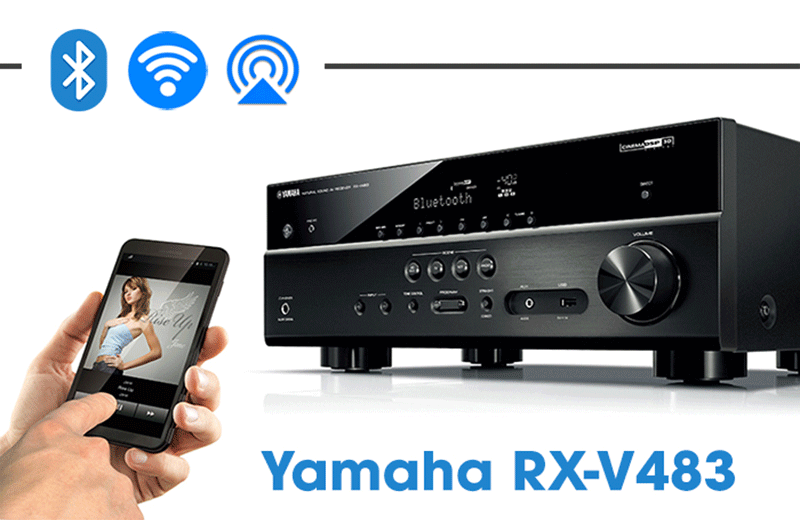 Yamaha RX-V483 hỗ trợ kết nối wifi, bluetooth, airplay không dây tiện lợi