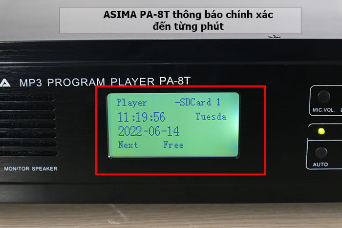 ASIMA PA-8T thông báo chính xác đến từng phút