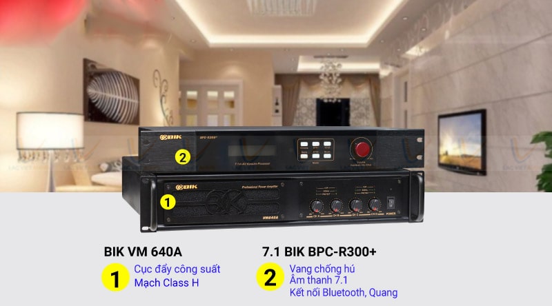 Combo cục đẩy và vang số 3: BIK VM 640A + BIK BPC-R300+