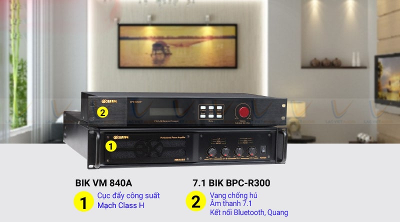 Combo cục đẩy và vang số 4: BIK VM 840A + BIK BPC-R300+