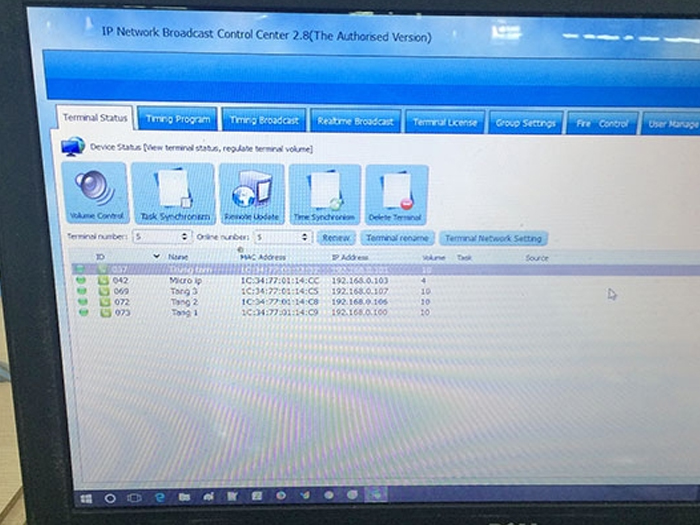 Setup kết nối trên phần mềm thiết bị của hãng sản xuất cung cấp