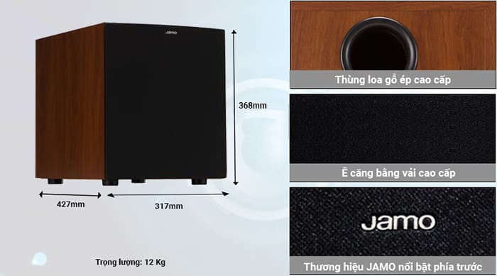 Jamo J10 có kích thước nhỏ gọn, trọng lượng nhẹ