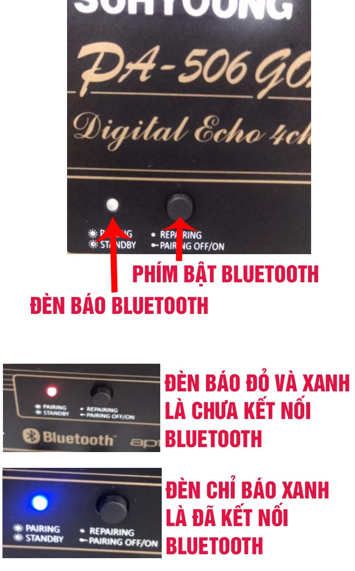 kết nối điện thoại với amply bằng bluetooth trên amply Jarguar Bật tính năng Bluetooth