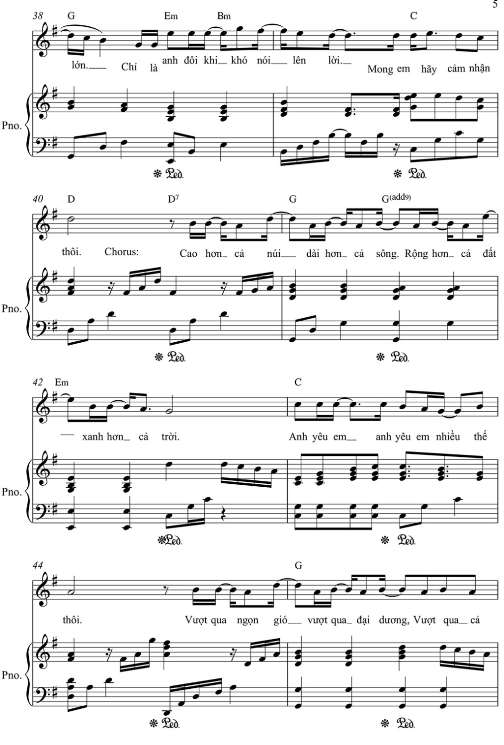 Sheet Piano Hơn cả Yêu Đức Phúc Phần 5